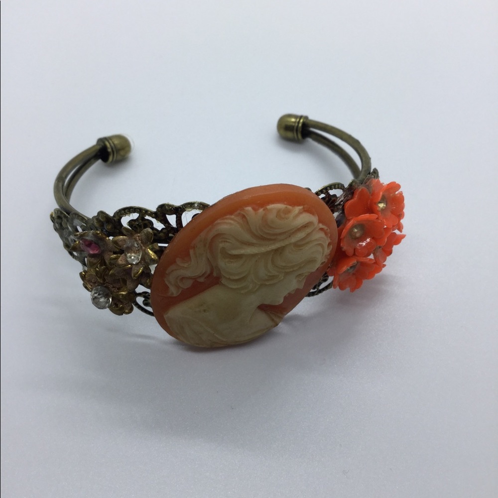 Vintage Earring/Brooch Filigree Cuff Bracelet